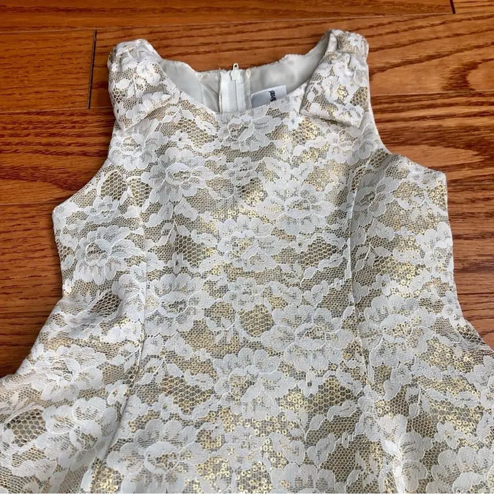 Rare Editions A-Line Lace Lined Tulle Creme Gold Party Dress Girl’s Size 4T